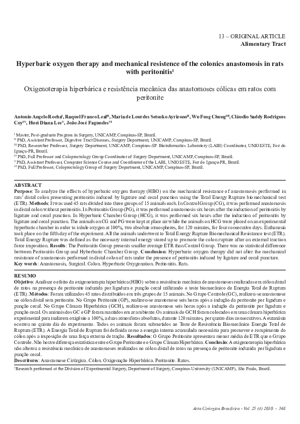 (PDF) Hyperbaric oxygen therapy and mechanical resistence of the ...