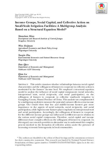 (PDF) Income Groups, Social Capital, and Collective Action on Small ...