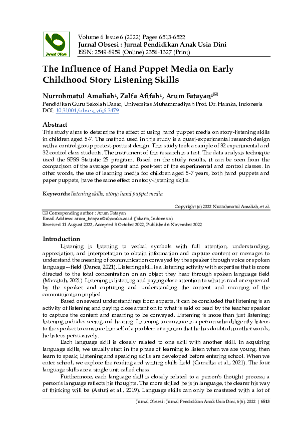 (PDF) The Influence of Hand Puppet Media on Early Childhood Story ...