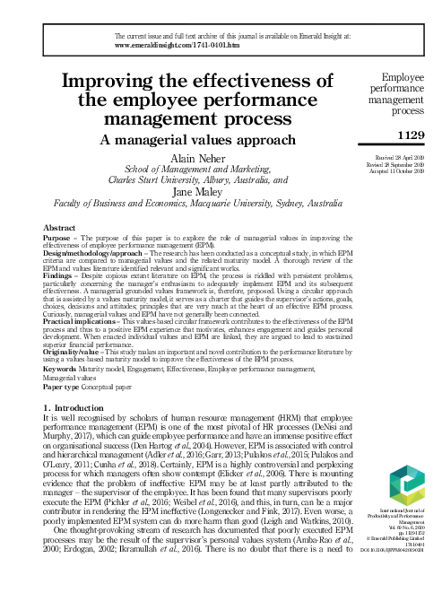 (PDF) Improving the effectiveness of the employee performance ...