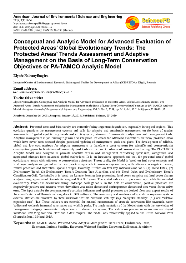 (PDF) Role and Trends of Protected Areas in Conservation