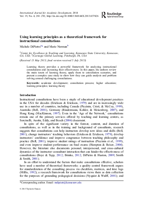 (PDF) Using learning principles as a theoretical framework for ...
