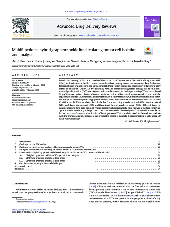 (PDF) Multifunctional hybrid graphene oxide for circulating tumor cell ...