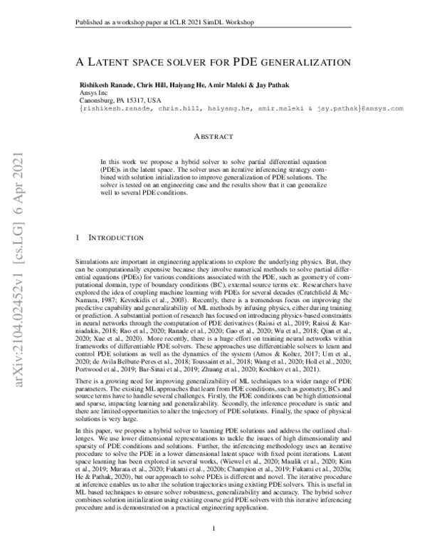 (PDF) A Latent space solver for PDE generalization