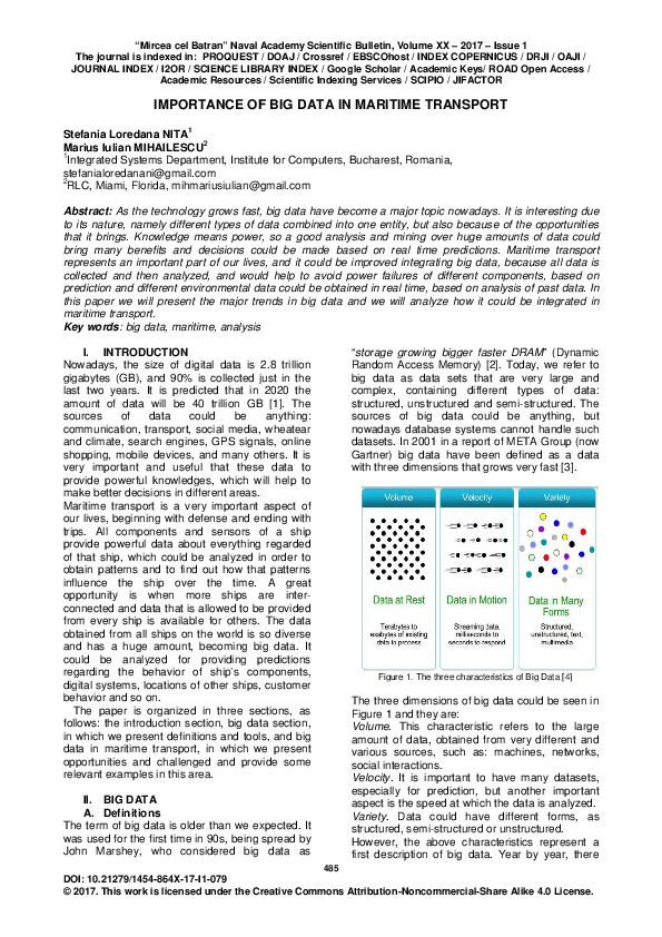 (PDF) Importance of Big Data in Maritime Transport
