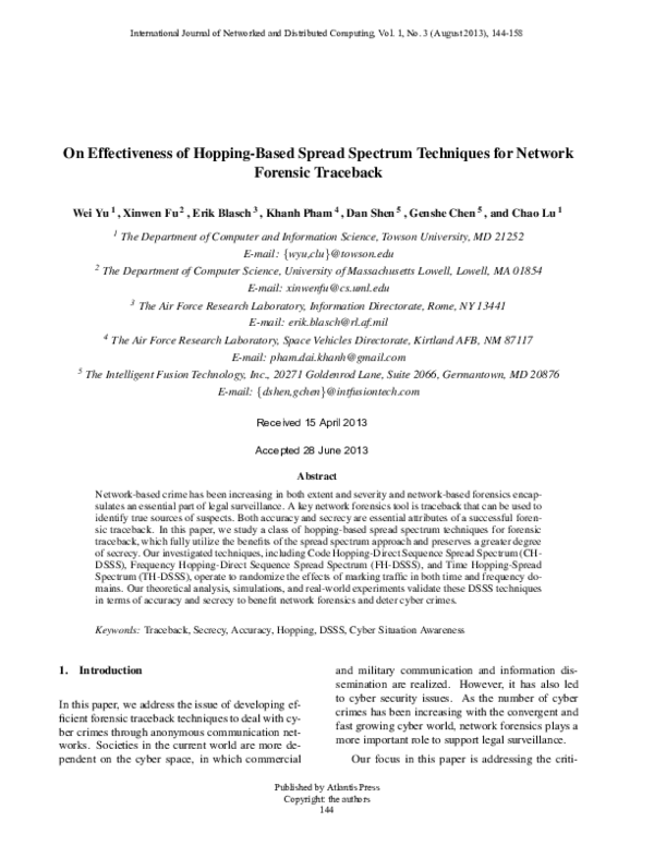 (PDF) On Effectiveness of Hopping-Based Spread Spectrum Techniques for ...
