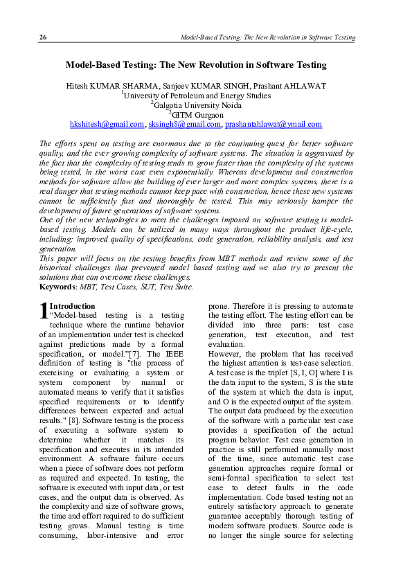 (PDF) Model-Based Testing: The New Revolution in Software Testing