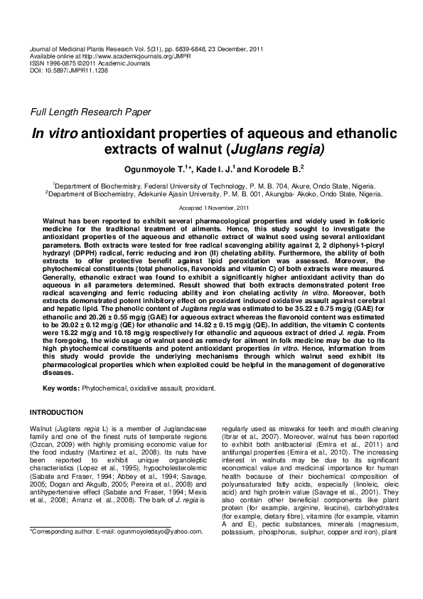 (PDF) In vitro antioxidant properties of aqueous and ethanolic extracts ...