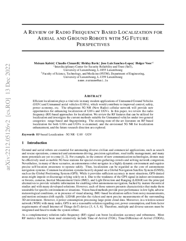 (PDF) A Review of Radio Frequency Based Localization for Aerial and ...