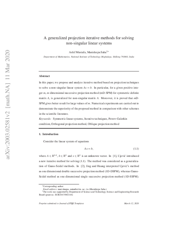 (PDF) A generalized projection iterative methods for solving non ...