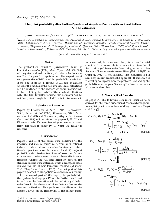 (PDF) The joint probability distribution function of structure factors ...