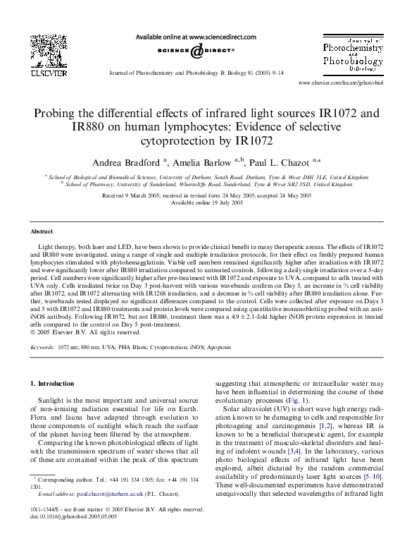 (PDF) Probing the differential effects of infrared light sources IR1072 ...