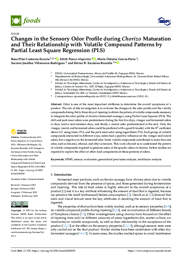 (PDF) Changes in the Sensory Odor Profile during Chorizo Maturation and ...