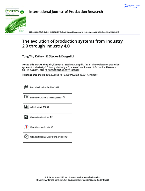 (PDF) The evolution of production systems from Industry 2.0 through ...