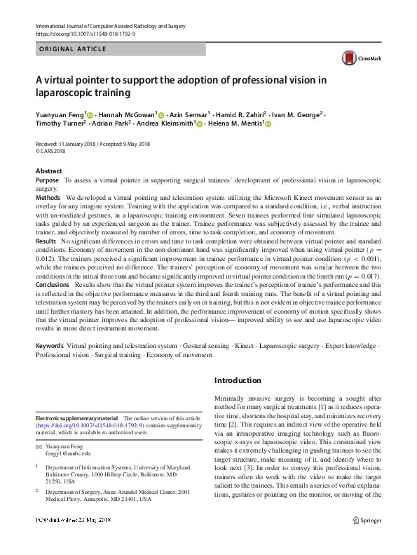 (PDF) A virtual pointer to support the adoption of professional vision ...