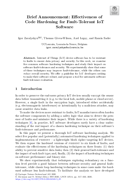 (PDF) Brief Announcement: Effectiveness of Code Hardening for Fault ...