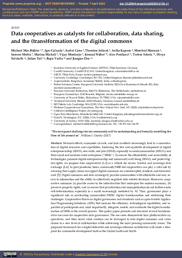 (PDF) Data cooperatives as catalysts for collaboration, data sharing ...