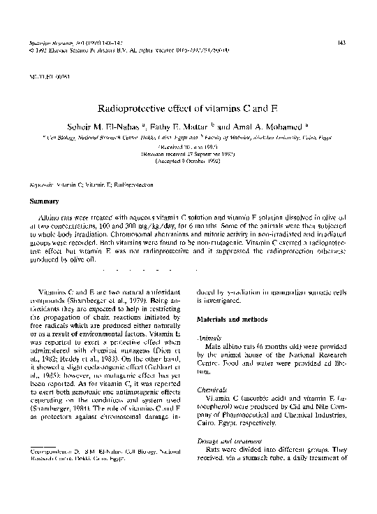 (PDF) Radioprotective effect of vitamins C and E | Amine Mohamed ...