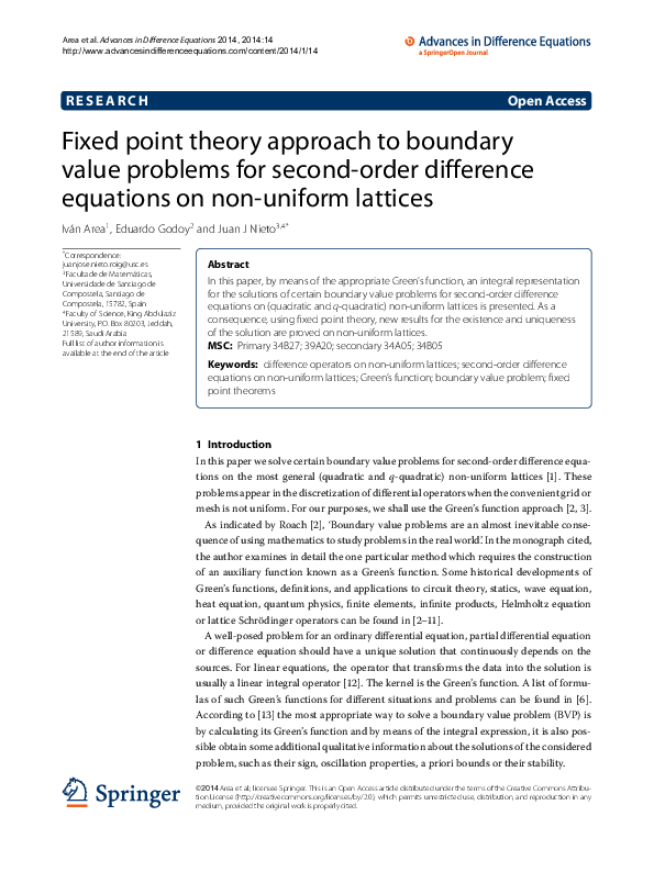 (PDF) Fixed point theory approach to boundary value problems for second ...