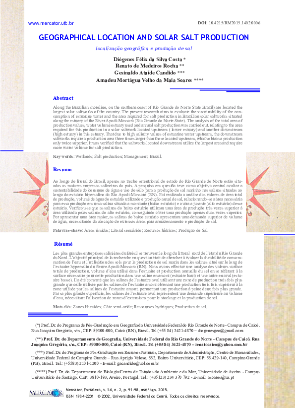 (PDF) Geographical Location and Solar Salt Production