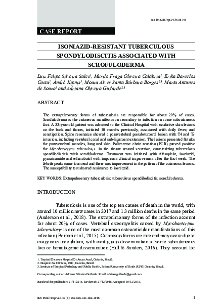 (PDF) Isoniazid-Resistant Tuberculous Spondylodiscitis Associated with ...