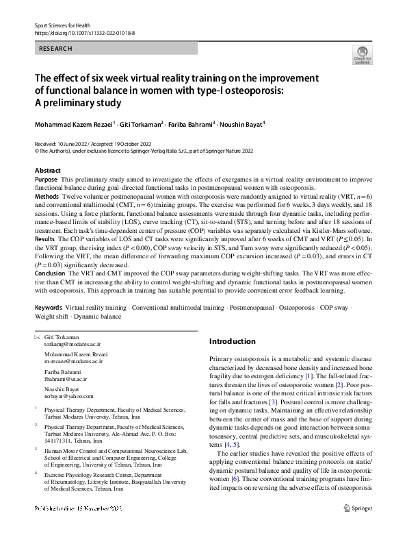 (PDF) The effect of six week virtual reality training on the ...