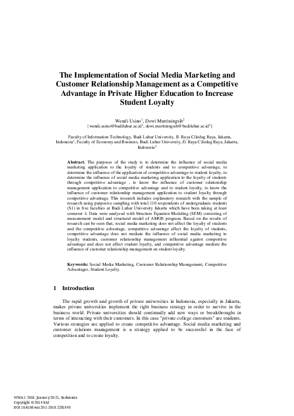 (PDF) The Implementation of Social Media Marketing and Customer ...