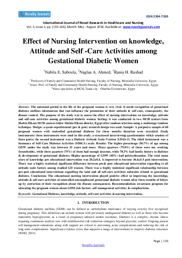 (PDF) Effect of Nursing Intervention on knowledge, Attitude and Self ...