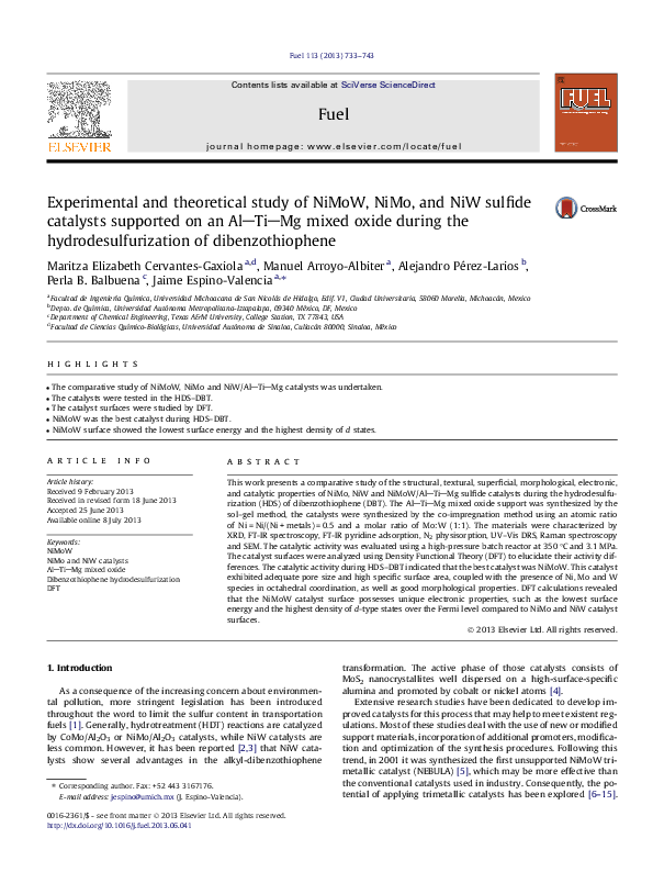 (PDF) Experimental and theoretical study of NiMoW, NiMo, and NiW ...