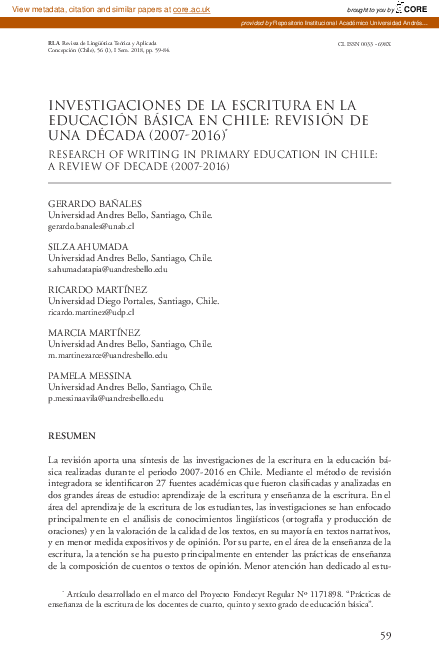 (PDF) Research of writing in primary education in Chile: A review of ...