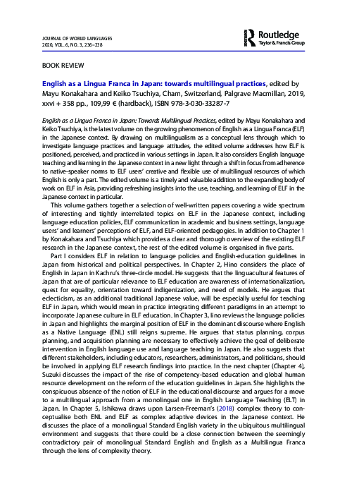 (PDF) English as a Lingua Franca in Japan: towards multilingual practices