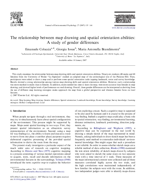 (PDF) The relationship between map drawing and spatial orientation ...