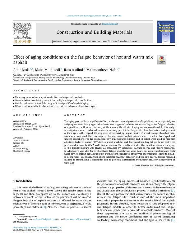 (PDF) Effect of aging conditions on the fatigue behavior of hot and ...
