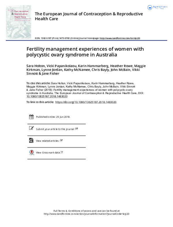 (PDF) Fertility management experiences of women with polycystic ovary ...