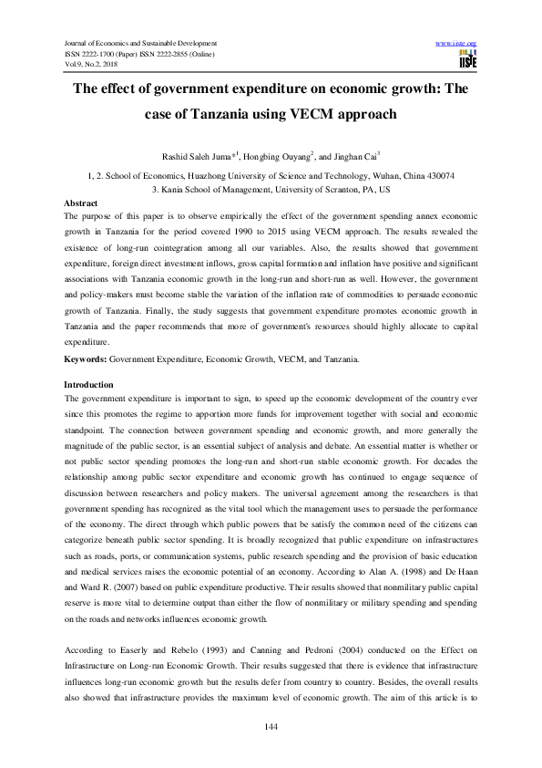 (PDF) The effect of government expenditure on economic growth: The case ...