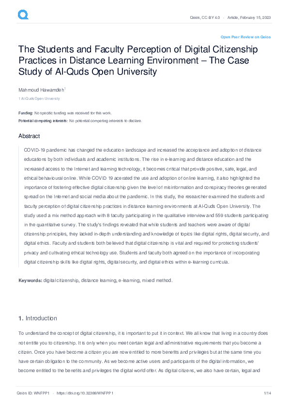 (PDF) The Students and Faculty Perception of Digital Citizenship ...