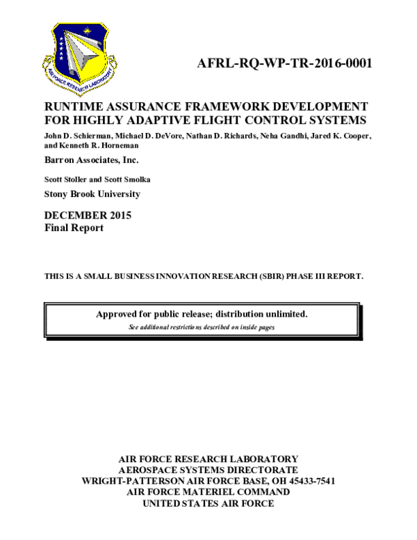 (PDF) Runtime Assurance Framework Development for Highly Adaptive ...