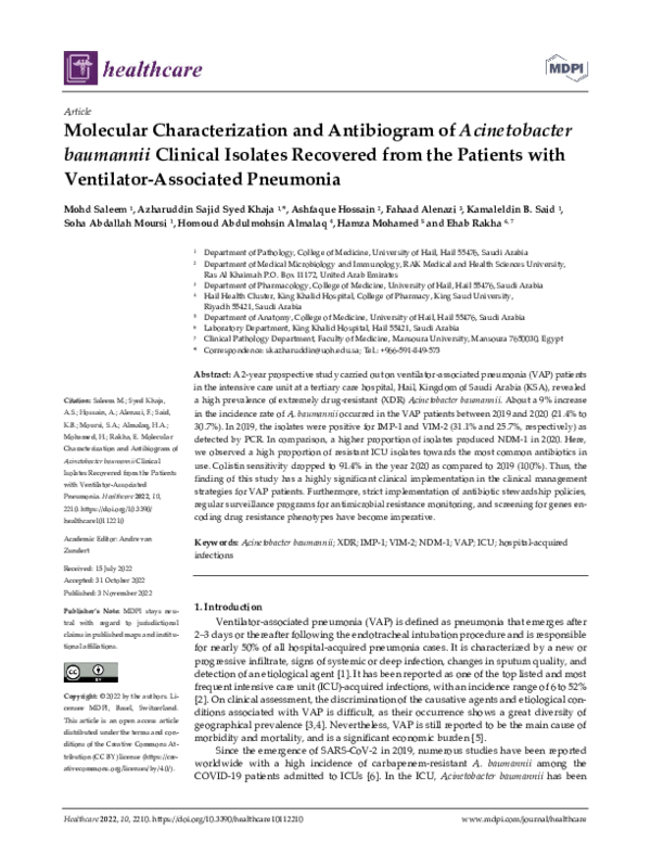 (PDF) Molecular Characterization and Antibiogram of Acinetobacter ...