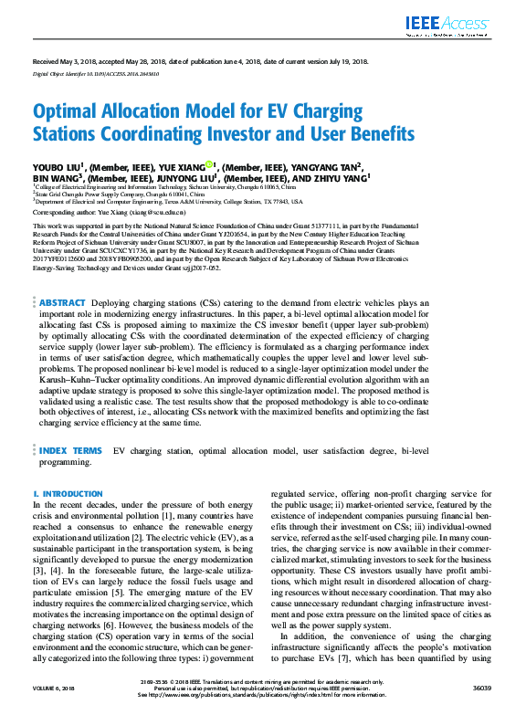 (PDF) Optimal Allocation Model for EV Charging Stations Coordinating ...