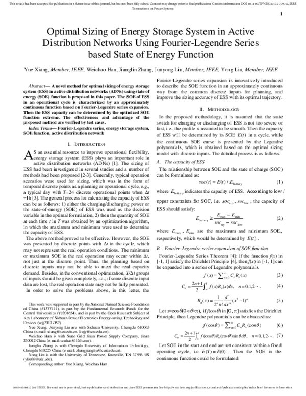 (PDF) Optimal Sizing of Energy Storage System in Active Distribution ...