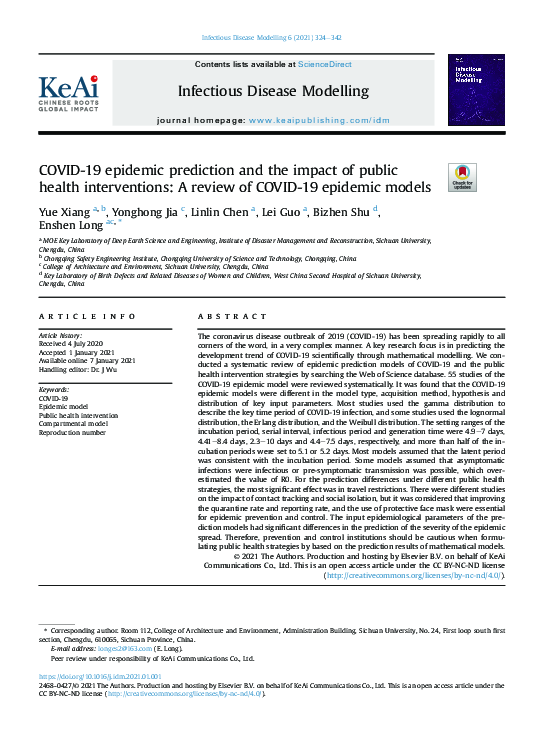 (PDF) COVID-19 epidemic prediction and the impact of public health ...