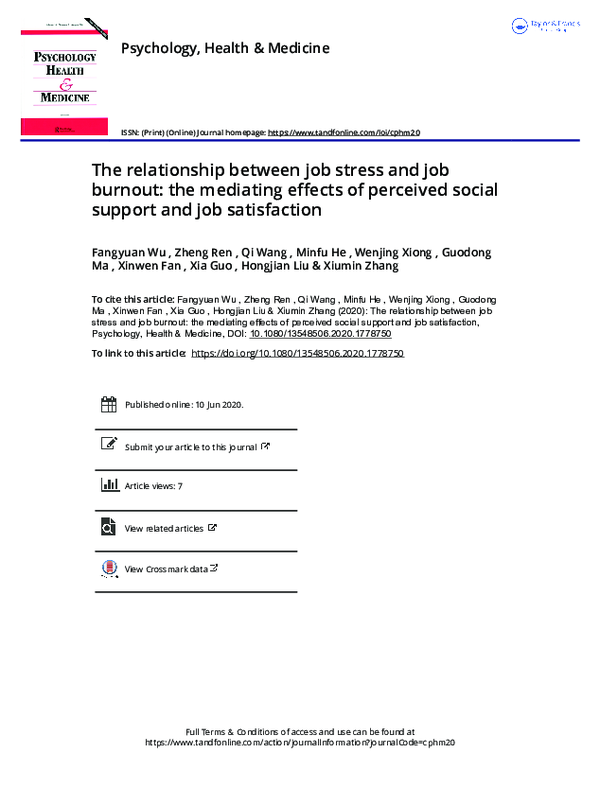 (PDF) The relationship between job stress and job burnout: the ...