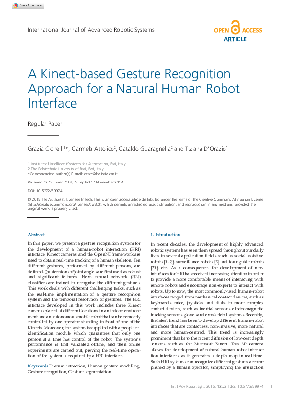 (PDF) A Kinect-Based Gesture Recognition Approach for a Natural Human ...