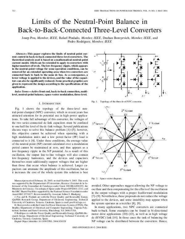 (PDF) Limits of the Neutral-Point Balance in Back-to-Back-Connected ...
