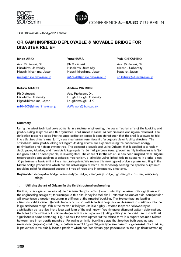 (PDF) Origami Inspired Deployable Bridge for Disaster Relief