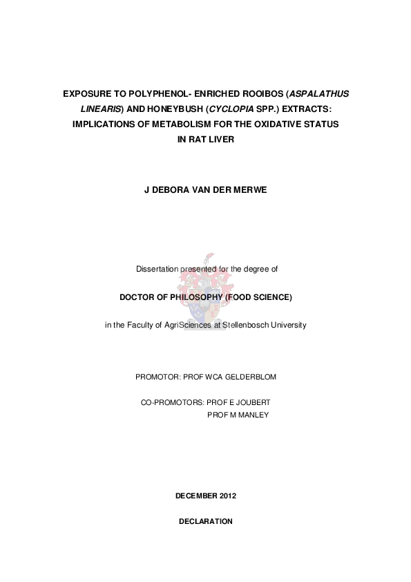 (PDF) Exposure to polyphenolenriched rooibos (Aspalathus linearis) and