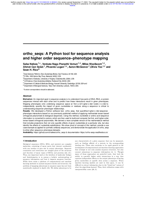 (PDF) ortho_seqs: A Python tool for sequence analysis and higher order ...