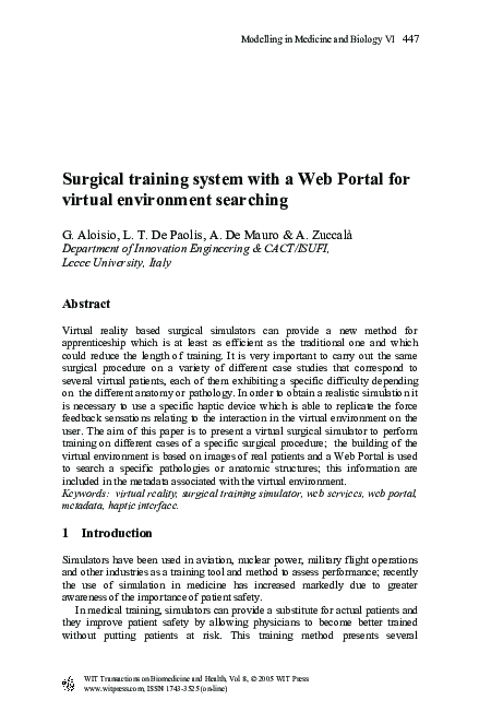 (PDF) Surgical training system with a Web Portal for virtual ...
