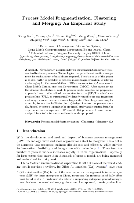 (PDF) Process Model Fragmentization, Clustering and Merging: An ...