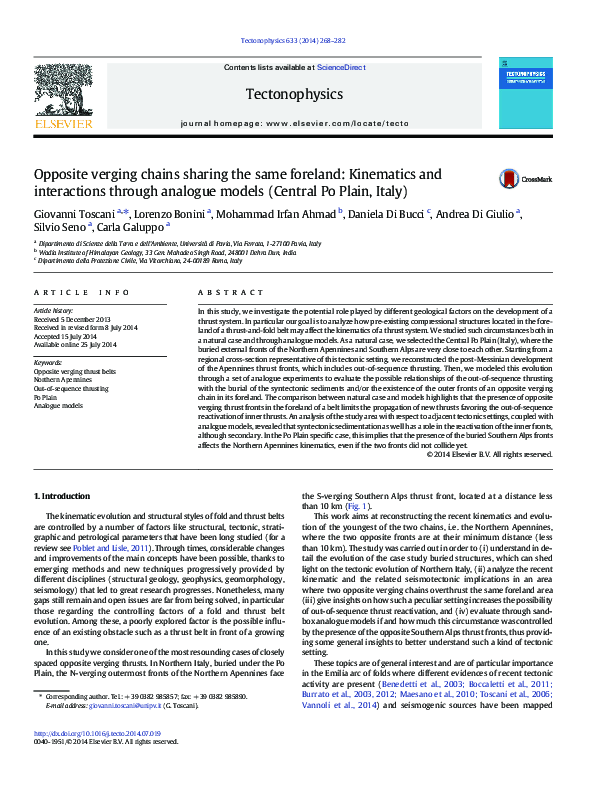 (PDF) Opposite verging chains sharing the same foreland: Kinematics and ...